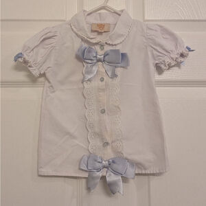 Girls Caramelo Kids White & Blue Blouse 12-18 Months